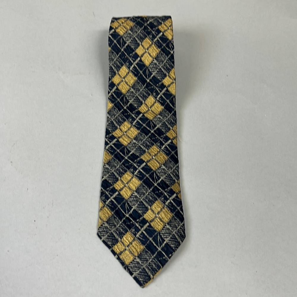 Takashimaya tie blue with gold squares